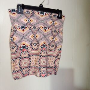 Charlotte Russe Pink Aztec-Print Pencil Skirt